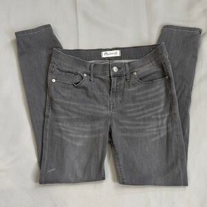Madewell Distressed Charcoal Skinny Jeans with Ankle Zipper - Size 29